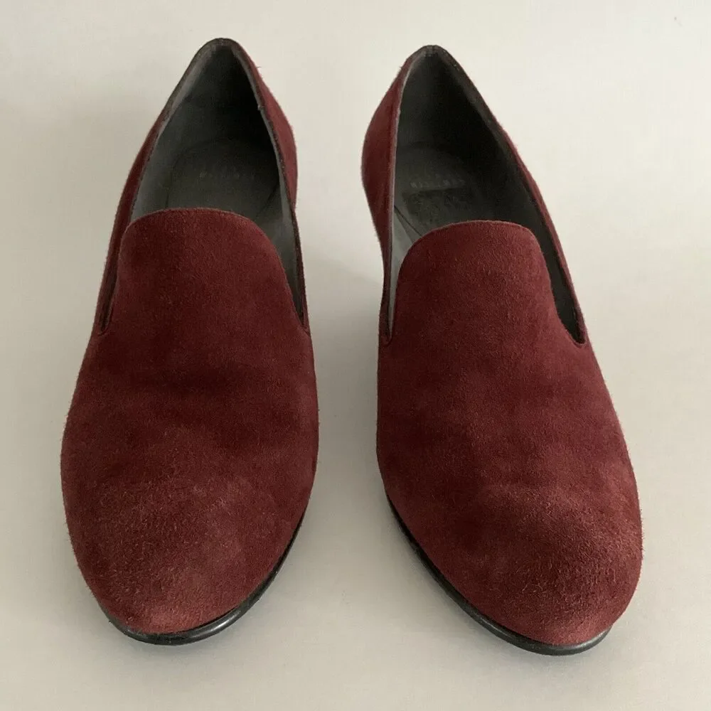 Stuart Weitzman Wedge Burgundy Slip-on Pumps 10 - Picture 4 of 13